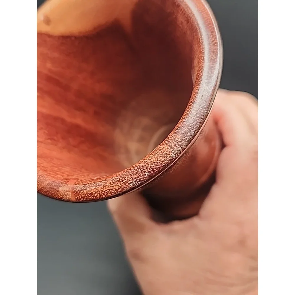 Vintage Artisan Handcrafted Hand turned‎ Two Toned Wooden Bud Vase 9